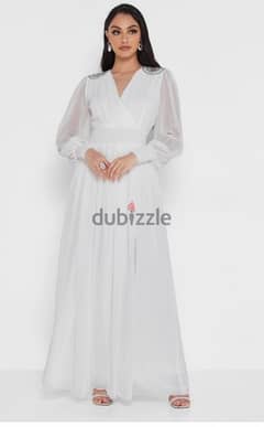 Ruffle sleeve white dress Size small