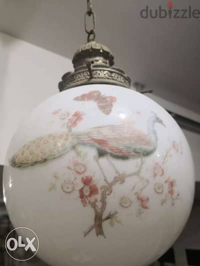 antique pair of opaline Chinese early 20th century chandelier