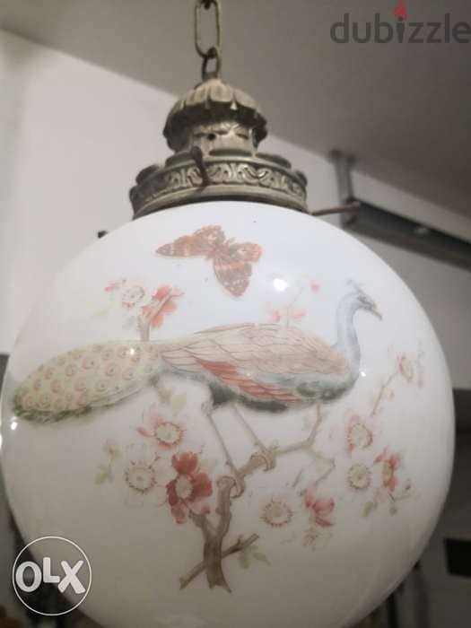 antique pair of opaline Chinese early 20th century chandelier 1