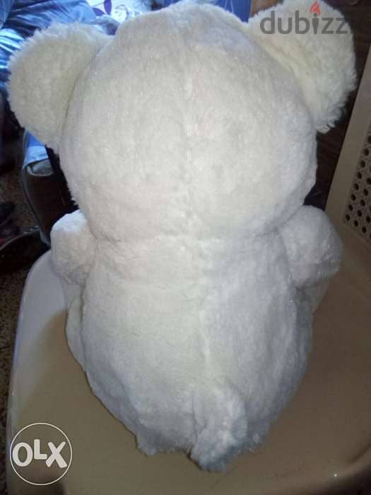 "SILVER GRAY & WHITE BEAR" Height 40 Cm has a flower like new=10$ 1