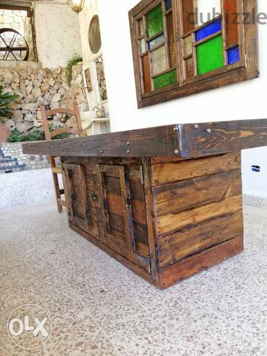 Vintage large wood table massive طاولة سفرة خشب 3
