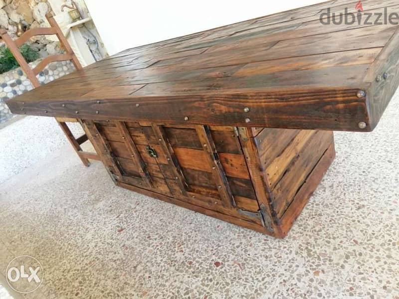 Vintage large wood table massive طاولة سفرة خشب 4