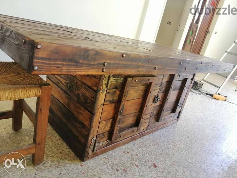 Vintage large wood table massive طاولة سفرة خشب 6