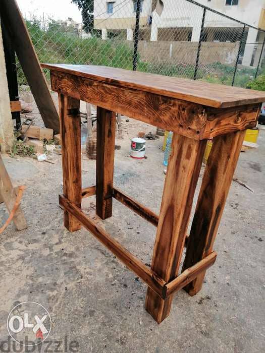 Wood hight table vintage style طاولة مدخل خشب شكل قديم 0