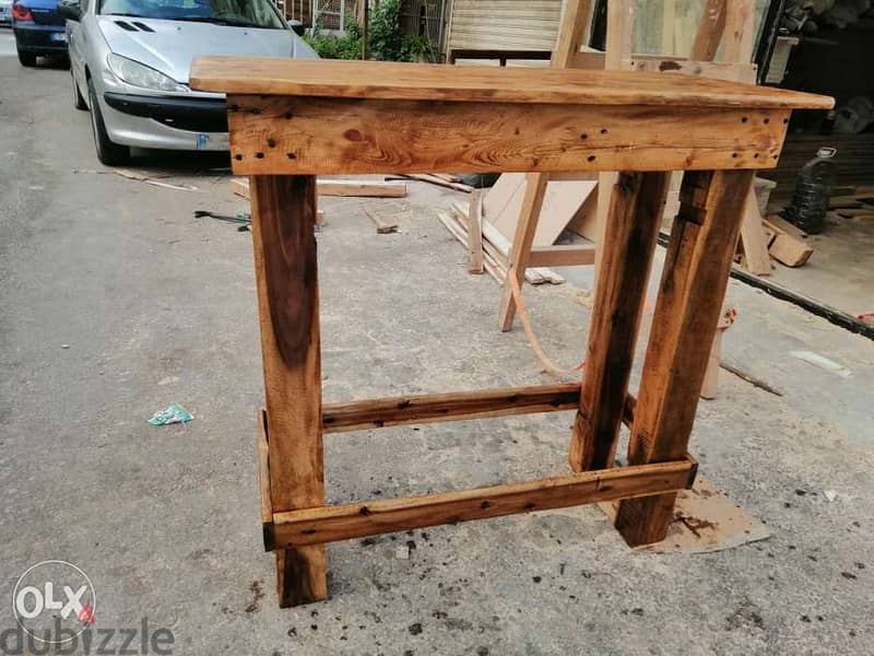 Wood hight table vintage style طاولة مدخل خشب شكل قديم 3