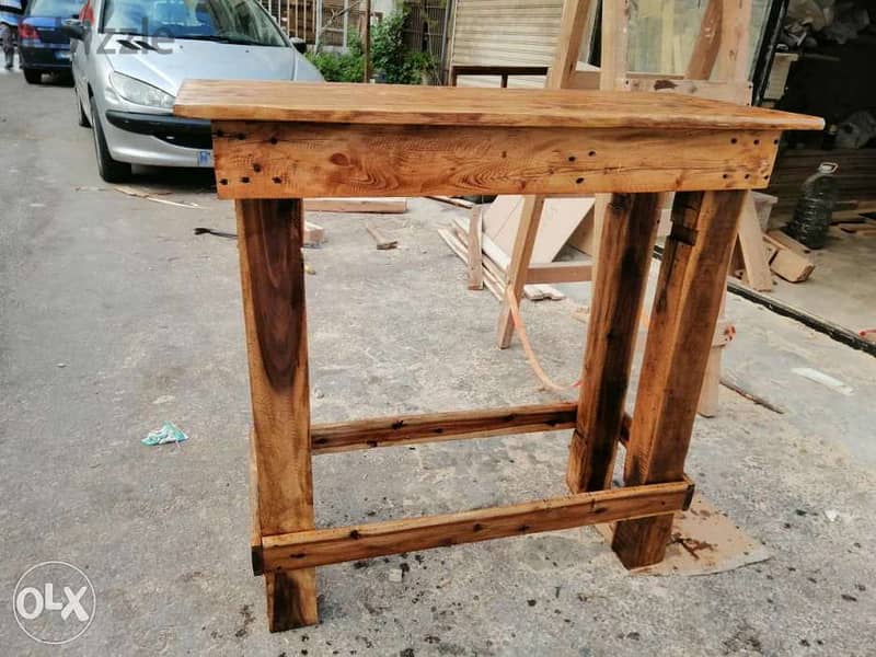 Wood hight table vintage style طاولة مدخل خشب شكل قديم 5
