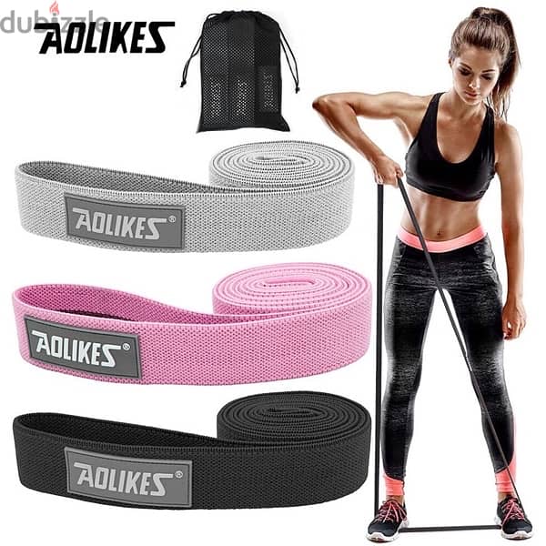 AOLIKES Long Fabric Resistance Band Set 3 levels Gym Fitness