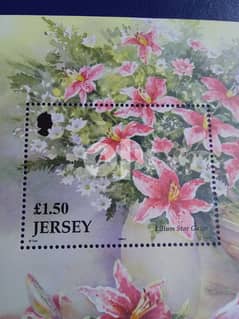 بريطانيا جيرسي ، بلوك طابع زهرة زنبق النجوم  1998 From Jersey
