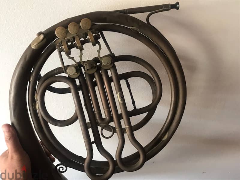 old antique cooper french horn بوق نحاس قديم انتيك 8