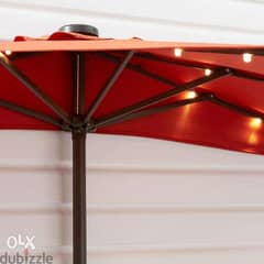 Better Homes & Gardens 7' Red Half-Round Patio Umbrella Solar Light
