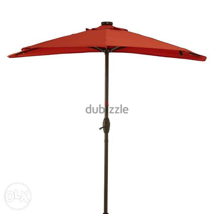 Better Homes & Gardens 7' Red Half-Round Patio Umbrella Solar Light 5