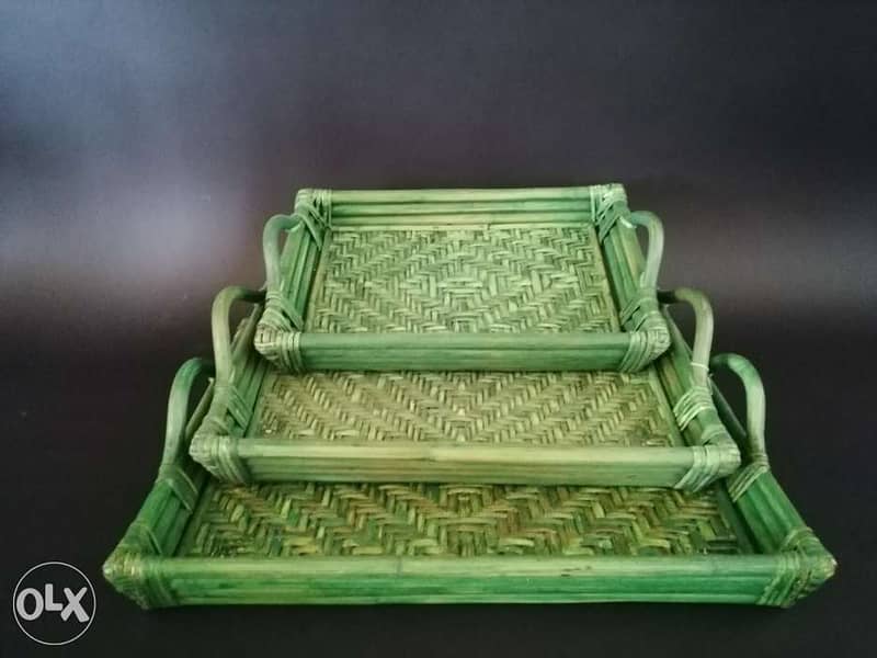 Bamboo tray set of 3 1