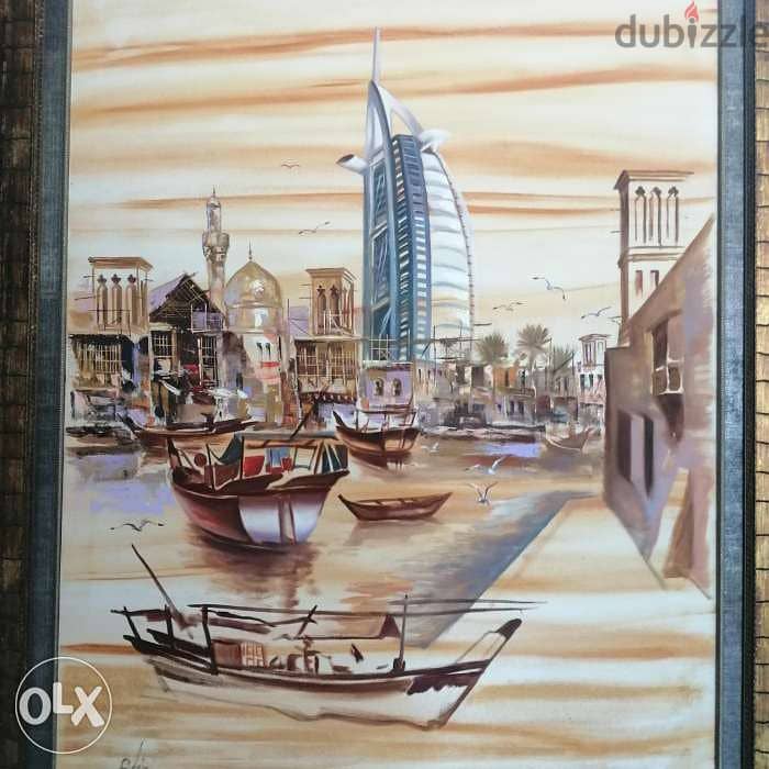 Painting for Dubai the old and new by famous artist qais salman 2005 0