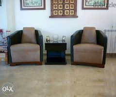 2 Tub Chair Sofa With Table صوفا برجير