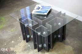[ Contemporary industrial steel - Industrial toffee table & glass ]