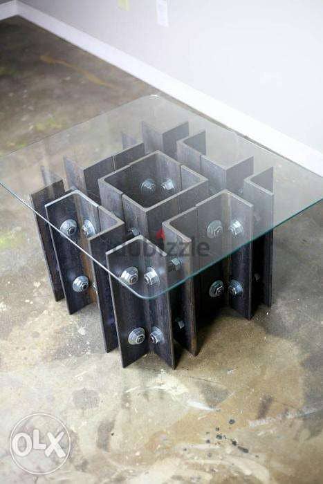 [ Contemporary industrial steel - Industrial toffee table & glass ] 3