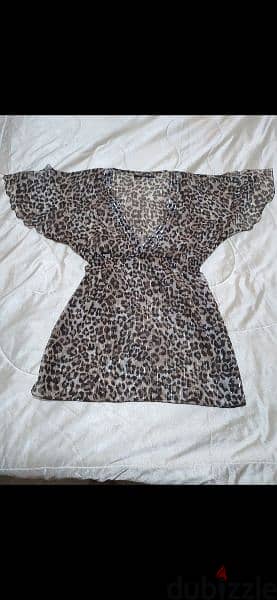 shirt cardigan leopard print chiffon s to xxL. sequins v neck 1