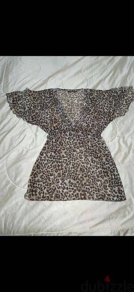 shirt cardigan leopard print chiffon s to xxL. sequins v neck 2