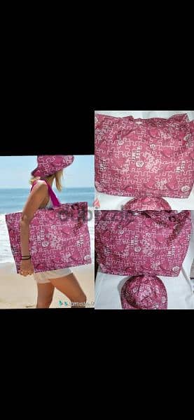 set beach bag and hat only pink 2