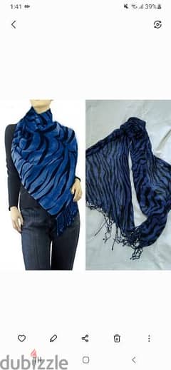scarf linen blue & black 70*170cm