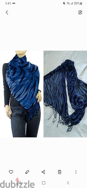 scarf linen blue & black 70*170cm 1=7$ or 3= 15$