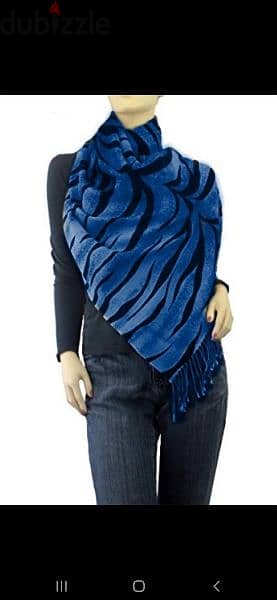 scarf linen blue & black 70*170cm 1