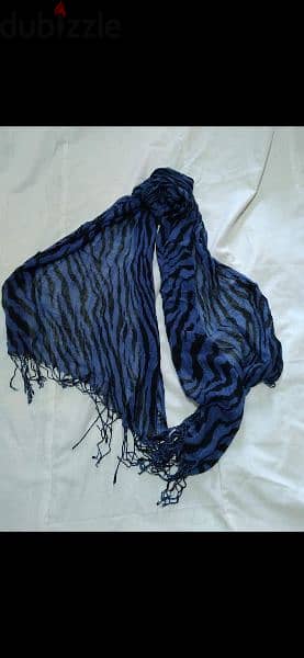 scarf linen blue & black 70*170cm 2