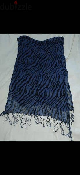 scarf linen blue & black 70*170cm 3