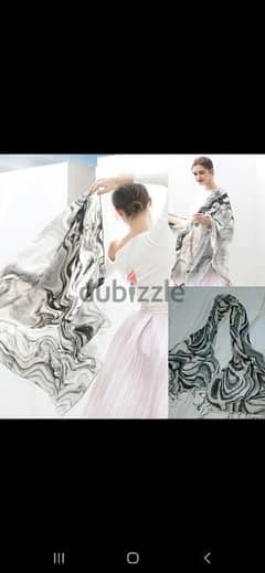 scarf grey white black linen 70*17cm