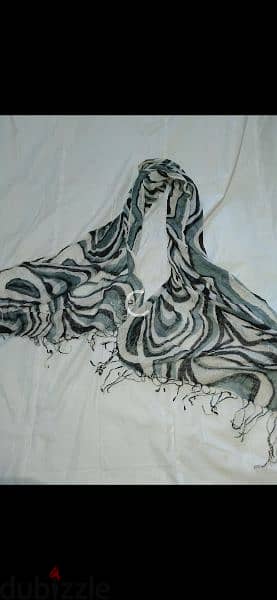 scarf grey white black linen 70*17cm 6