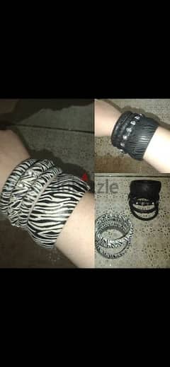 bracelet set of 4 bracelets zibra pattern with strass 0
