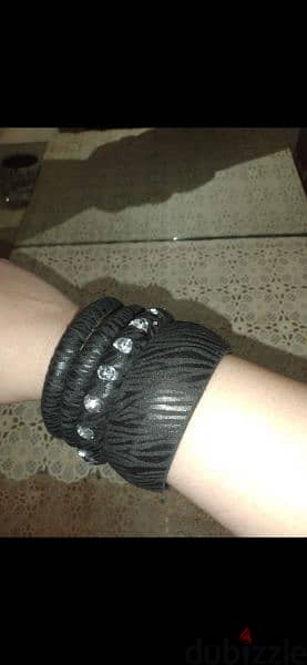 bracelet set of 4 bracelets zibra pattern with strass 1