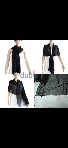 black mousline scarf fi seda 50cm* 170cm. w fi ma3 kharaz 45*200cm