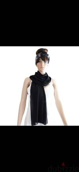 black mousline scarf fi seda 50cm* 170cm. w fi ma3 kharaz 45*200cm 1