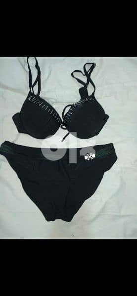 swimsuit black with green and strass trim s to xxL 2