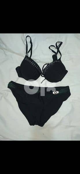 swimsuit black with green and strass trim s to xxL 3