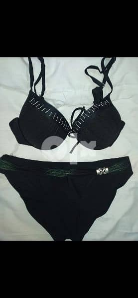 swimsuit black with green and strass trim s to xxL 4