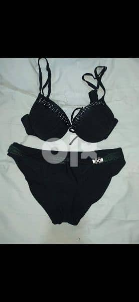 swimsuit black with green and strass trim s to xxL 5