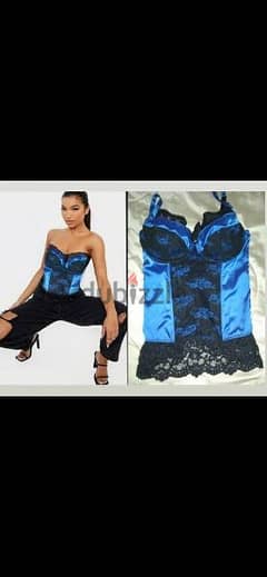 corsset blue with black lace s to xxL 0