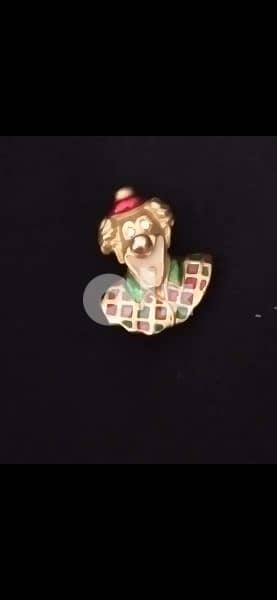 clown brooch gold with red and greenبروش vintage 2