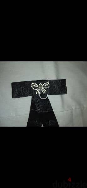 brooch black ribbon with strass 1