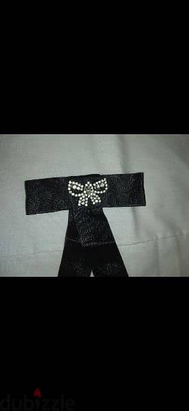 brooch black ribbon with strass 3