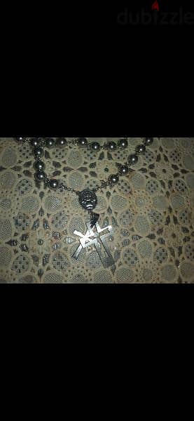 necklace rosary masbaha stainless steel double cross 3