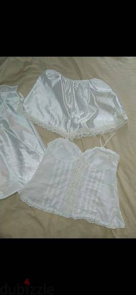 lingerie pyjama 3 pieces short top pants satin s to xxL 6