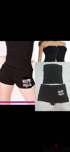 set top straples and shorts only black s to xL