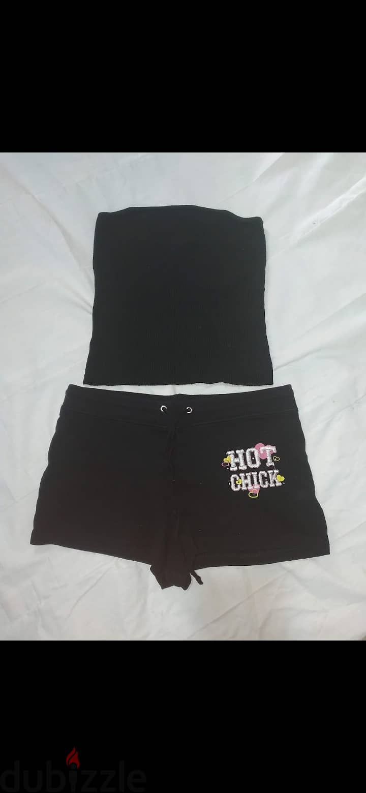set top straples and shorts only black s to xL 2