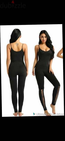 jumpsuit black lace up legs black s to xxL terke