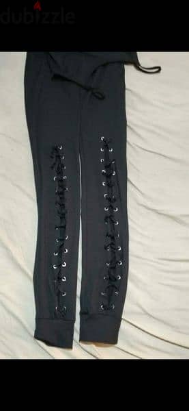 jumpsuit black lace up legs black s to xxL terke 2