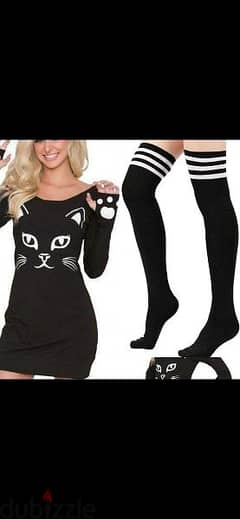 dress cat print with high socks s to xxl