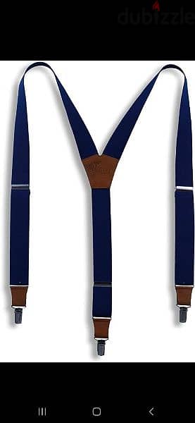 belt suspenders navy with broen leather adjustable 2